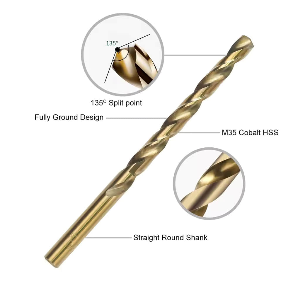 Din 338 Hss M35 Cobalt 5% Twist Drill Bits For Stainless Steel/steel/metal