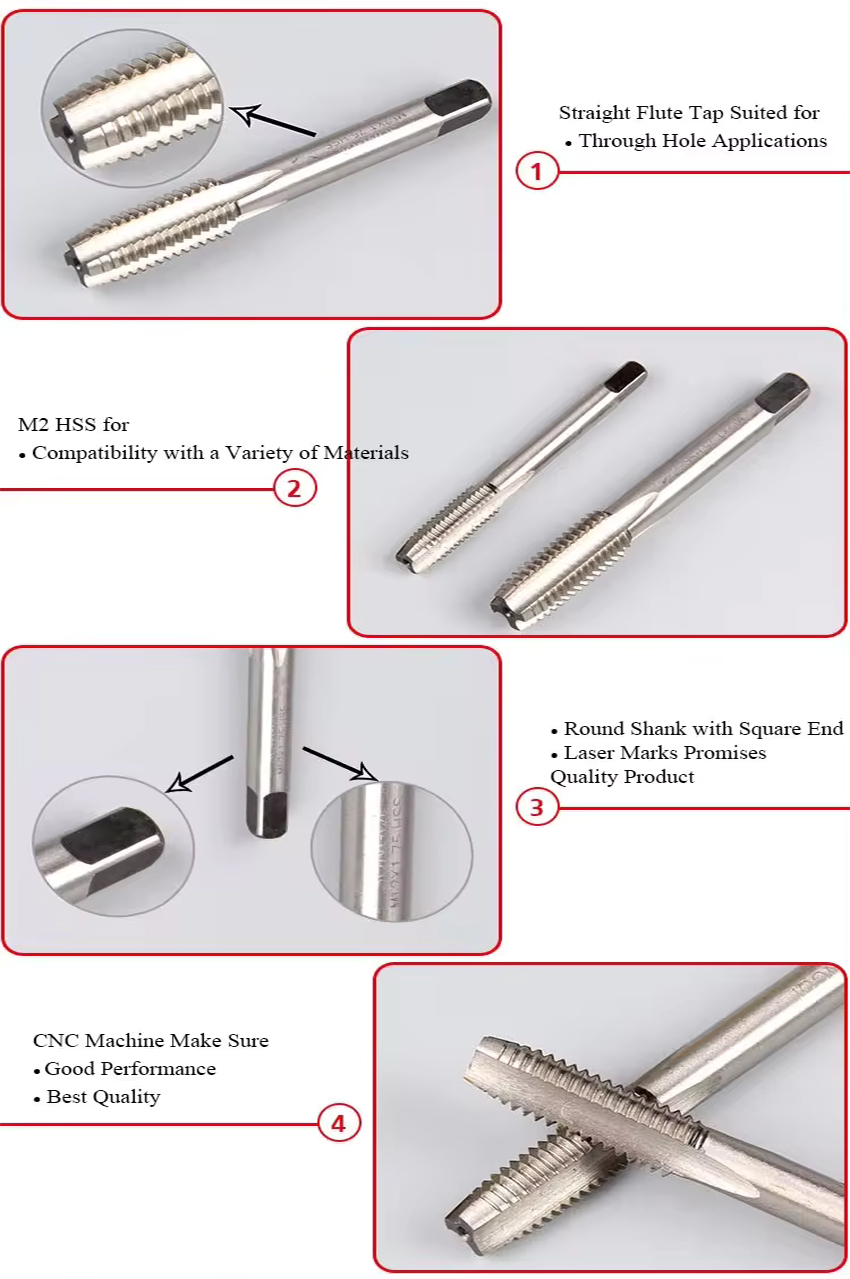 HSS Straight Flute Machine Thread Tap - M2 For Stainless Steel