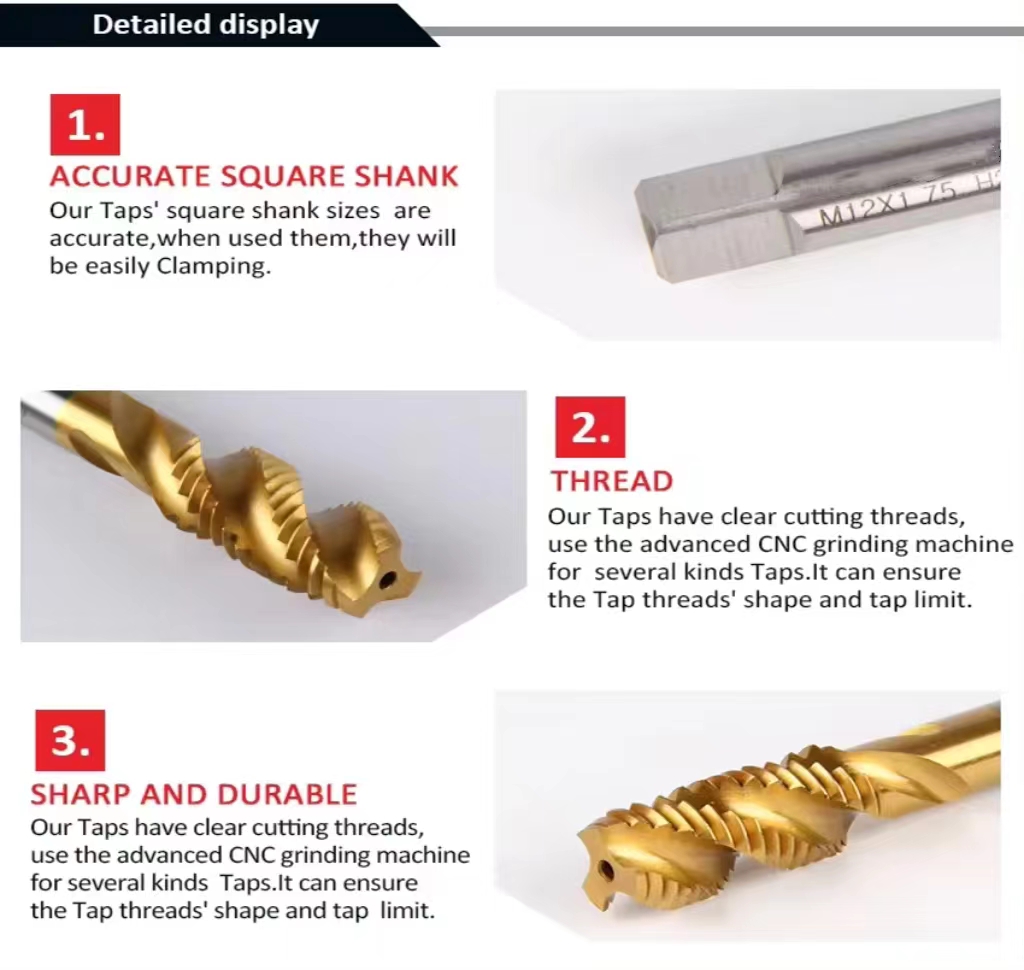 Spiral/Straight Flute HSS M2 M35 Screw Taps Threading Taps Stainless Steel Metal Inox Machine Tap wi