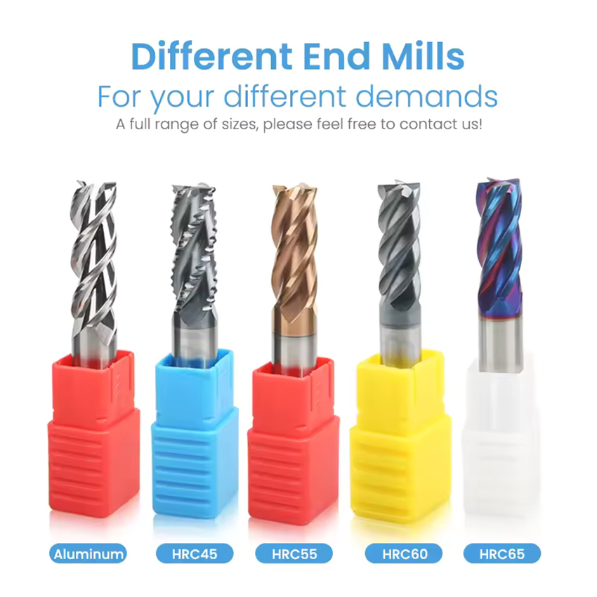 HRC55 4flutes metal HRC Carbide end mill cutter CNC end milling cutters