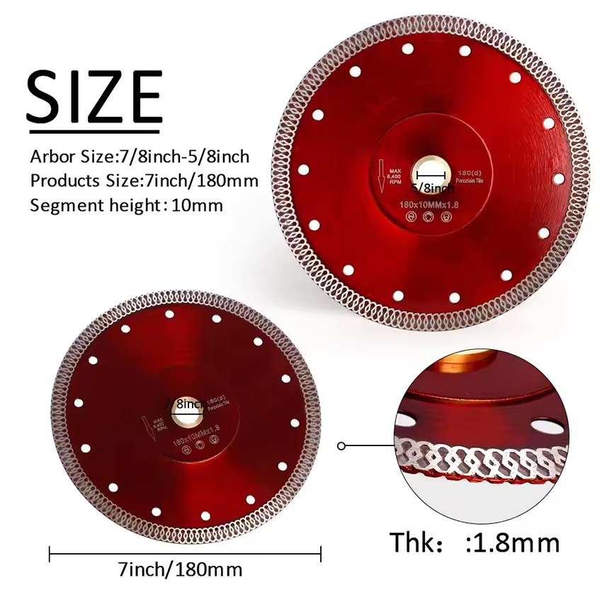 Oem High-end Quality Diamond Disc 115/125/180/230mm Mesh Thin Turbo Cutting Saw Blade For Porcelain 