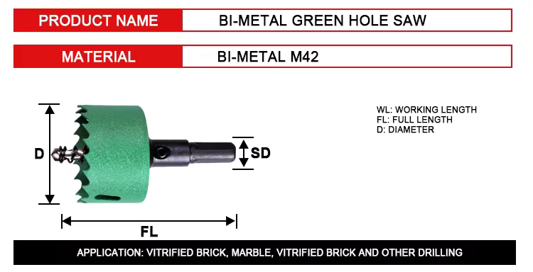 Bi-Metal Hole Saw Drill Bit Hole Cutter With Arbor For Wood and Metal Hole Saw