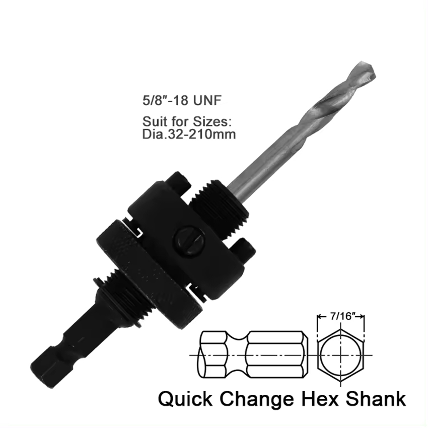 Quick Change Hex Shank Mandrel Bimetal Bi Metal Hole Saw Arbor with HSS Pilot Drill Bit