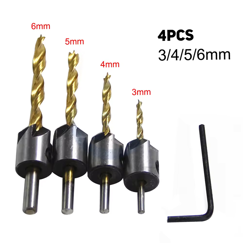Countersink Drill Bit High Carbon Steel 5Flute Titanium Bits Adjustable Carpentry Reamer for wood