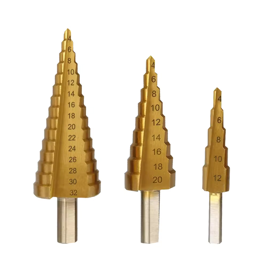 Titanium brocas broca escalonada para de metal Cone Shape HSS Step Drill Bit Set for Metal Tube