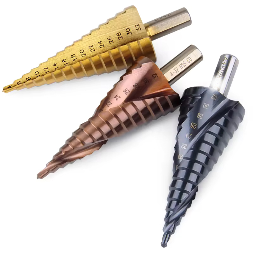 Tin-coated drill hss step drill bit step hole saw for steel 4-20 core drill bit