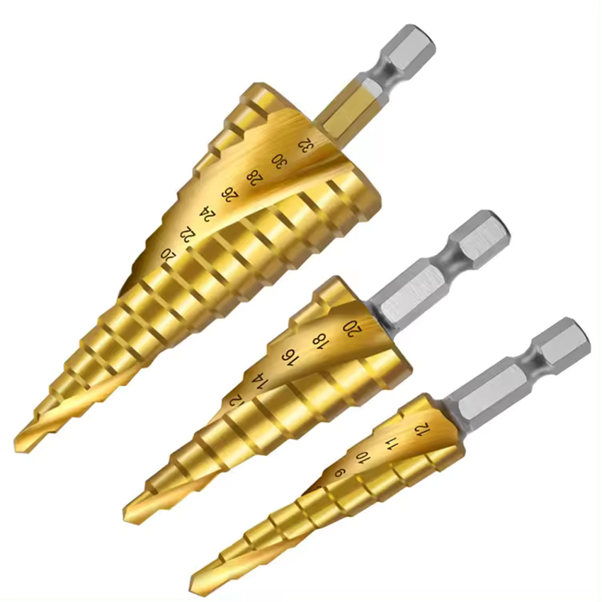 HSS Step Cone Drill Bit Set Titanium brocas broca escalonada para de metal for Metal Tube Sheet