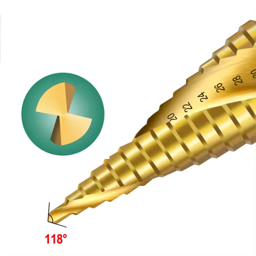HSS Step Cone Drill Bit Set Titanium brocas broca escalonada para de metal for Metal Tube Sheet