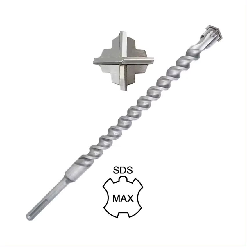 Carbide Cross Tip 4 Cutters U Flute SDS Max Broca Brocas Rotary Hammer Drill Bit for Concrete