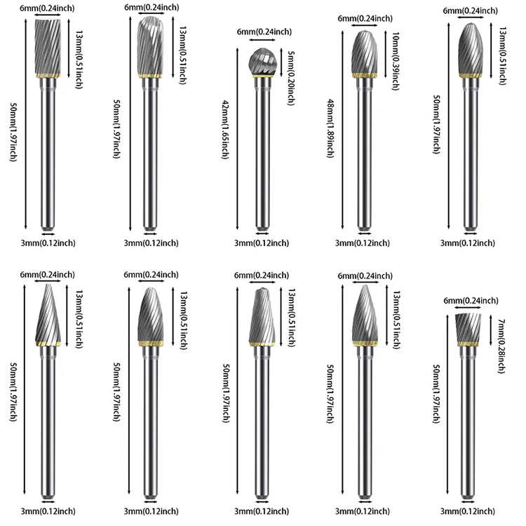 Manufacturer 6mm Carbide Cutting Tools Carbide Burrs Set Carbide Cutter Rotary File