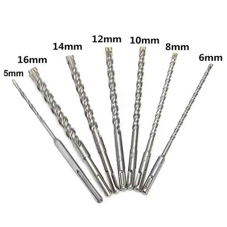 Carbide Single Tip S4 Flute SDS Plus Hammer Drill Bit for Concrete Hard Stone Marble Wall