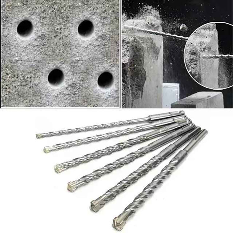 Carbide Single Tip S4 Flute SDS Plus Hammer Drill Bit for Concrete Hard Stone Marble Wall
