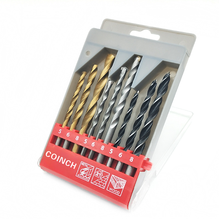 9Pcs Metric Combination Drill Bit Set in Plastic Box