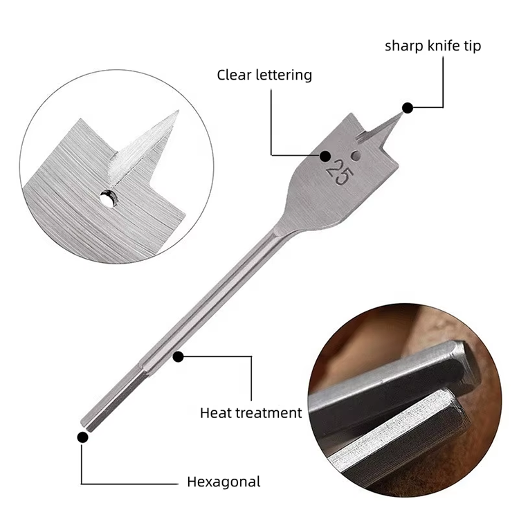 Tri-Point Paddle Flat Wood Spade Drill Bit for Wood Clean and Fast Drilling