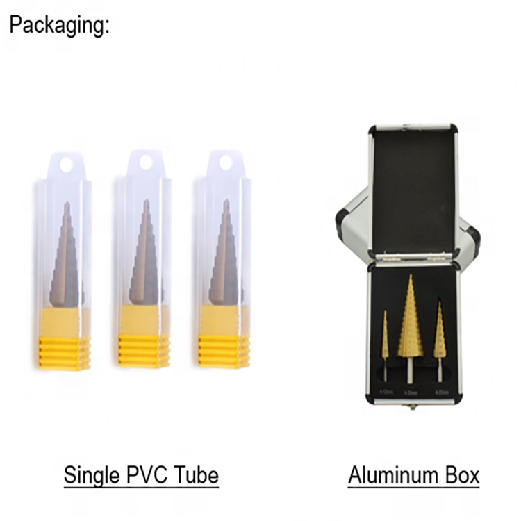 3Pcs Metric 3 Flats Shank Straight Groove Cone Titanium HSS Step Drill Bit Set in Case