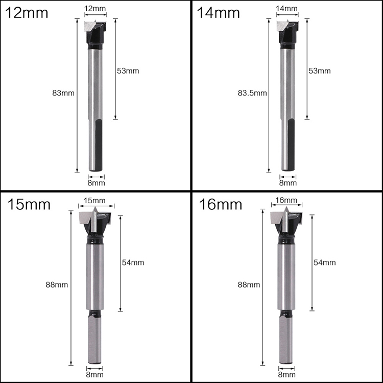 Round Shank Flat Bottom Hinge Boring Wood Forstner Drill Bit