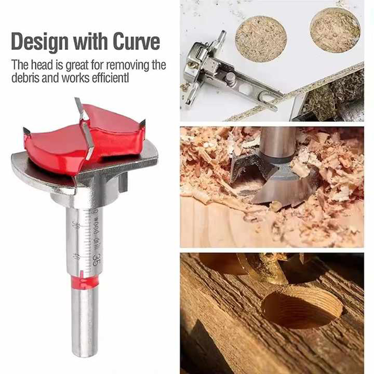 Adjustable Hex Shank Tungsten Carbide Tip Wood Boring TCT Forstner Drill Bit for Wood